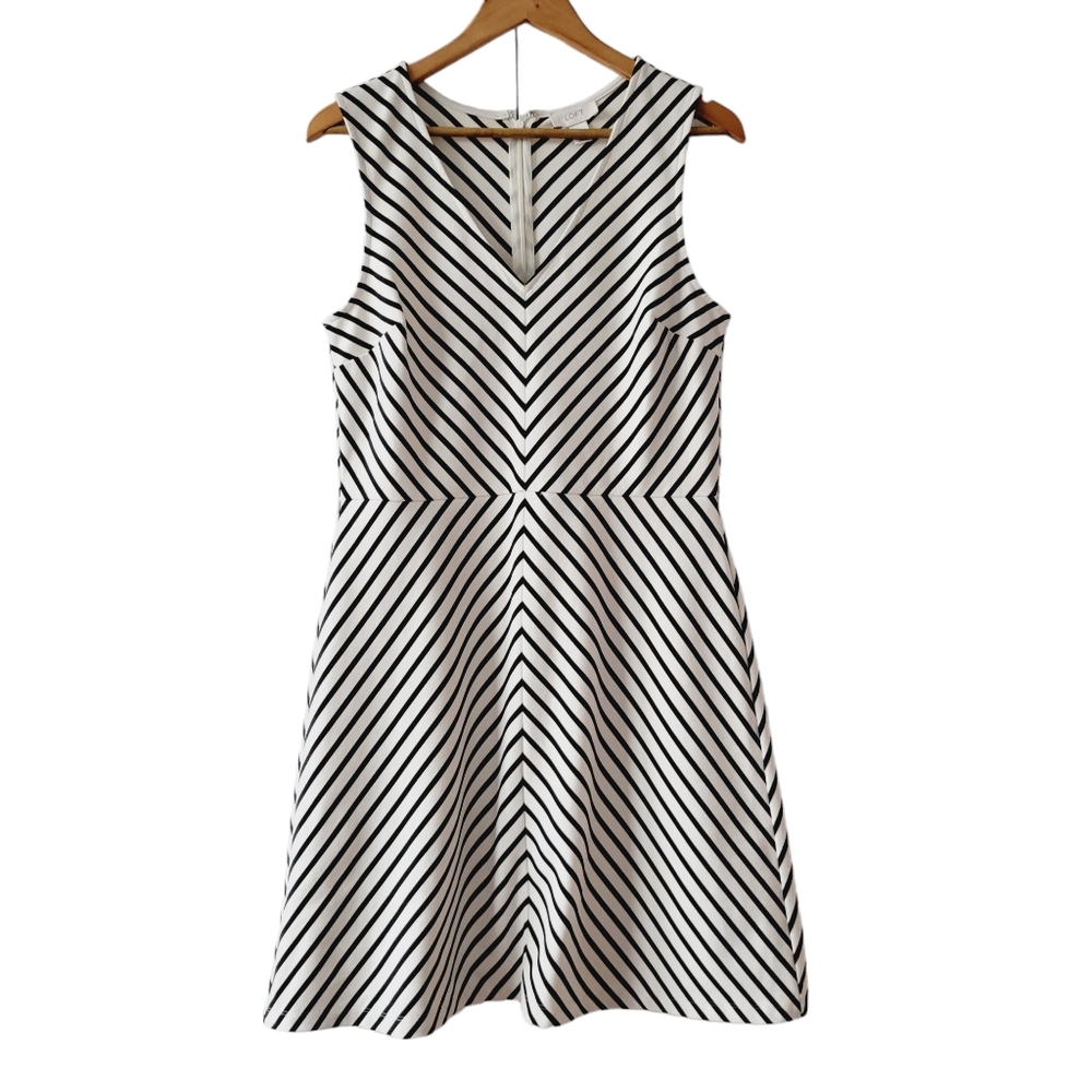 Loft Black and White Stripe Dress
